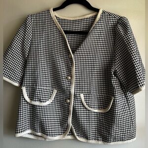 Vintage Black and White Houndstooth Cardigan